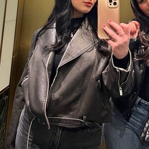 Zara Women's Dark Brown Leather Jacket